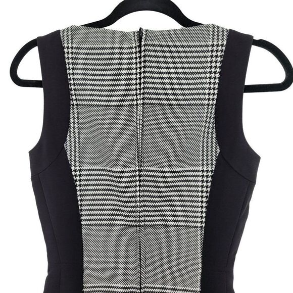 Vintage 90's H&M Dress Sleeveless Sheath Slimming Academia Gothic Plaid Black 4 - Picture 9 of 13
